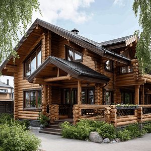 дом из оцилиндрованного бревна (фото) | Строительная компания «Wood Home» дом из оцилиндрованного бревна (фото)