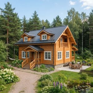 Дом из клееного бруса с мансардой в Сочи | Строительная компания «Wood Home» Дом из клееного бруса с мансардой в Сочи